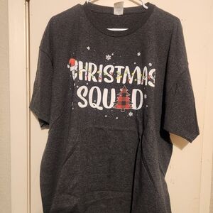 Hanes Dark Gray Christmas Squad Adult Tee (2XL) B:25"